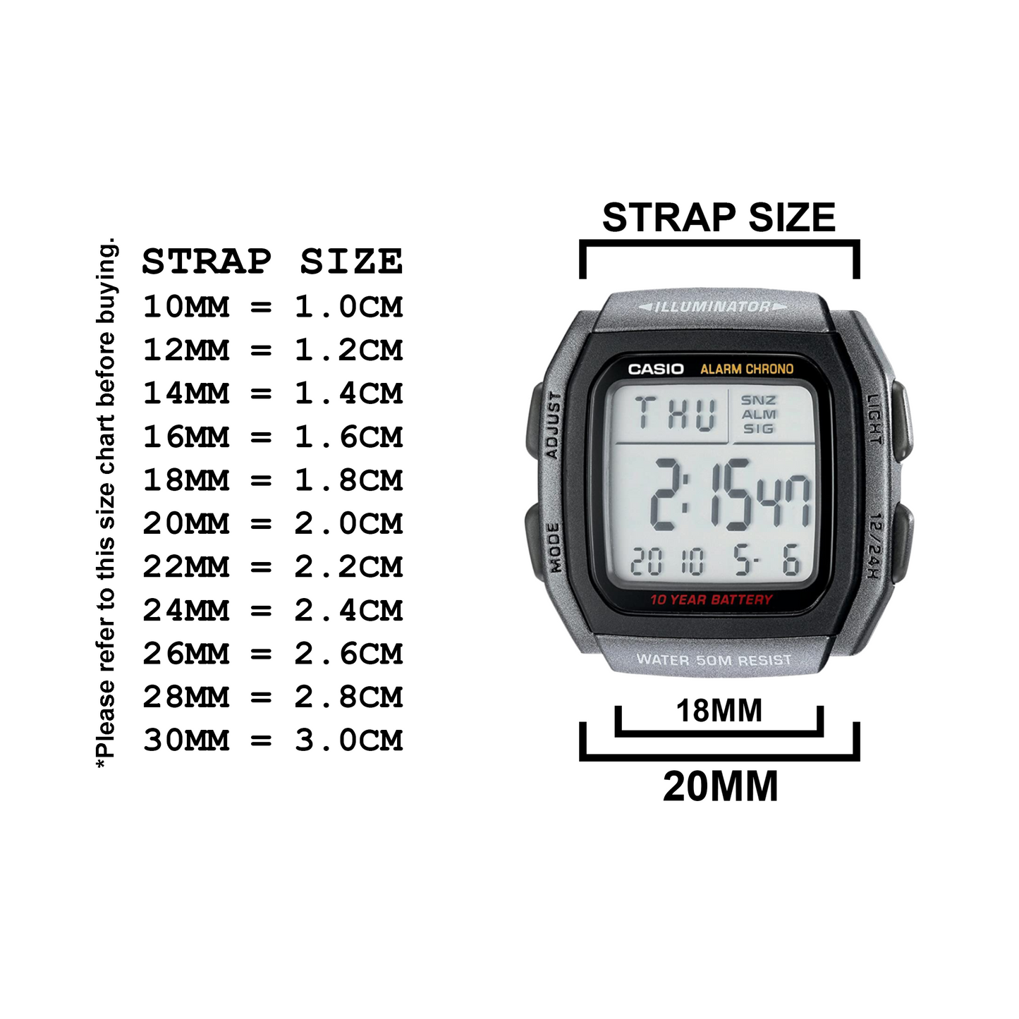 DBLACK [CDS13] RUBBER WATCH STRAP // FOR "CASIO" W-96H WATCH