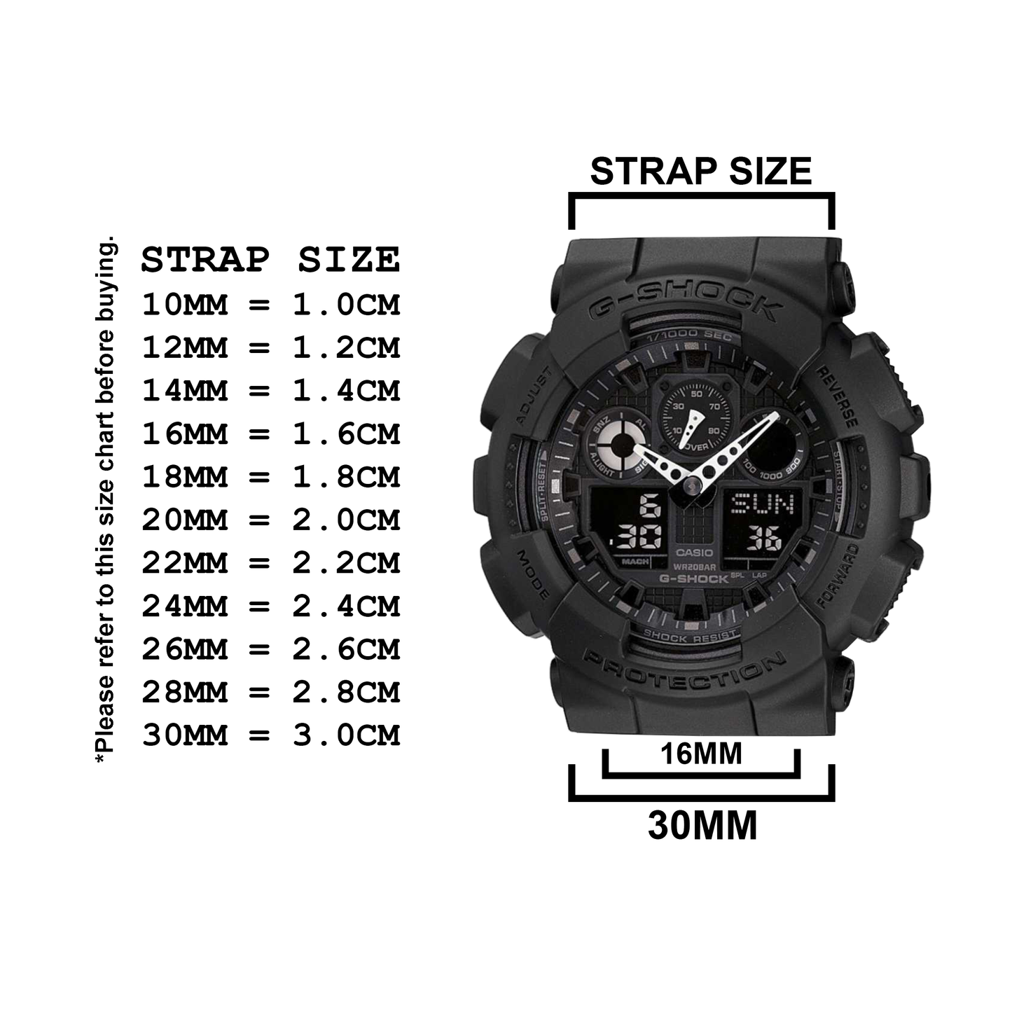 DBLACK [CDS3] 16MM RESIN WATCH STRAP // COMPATIBLE WITH CASIO G-SHOCK GD-120, GA-100, GA-110, GA-100C & OTHERS WATCHES