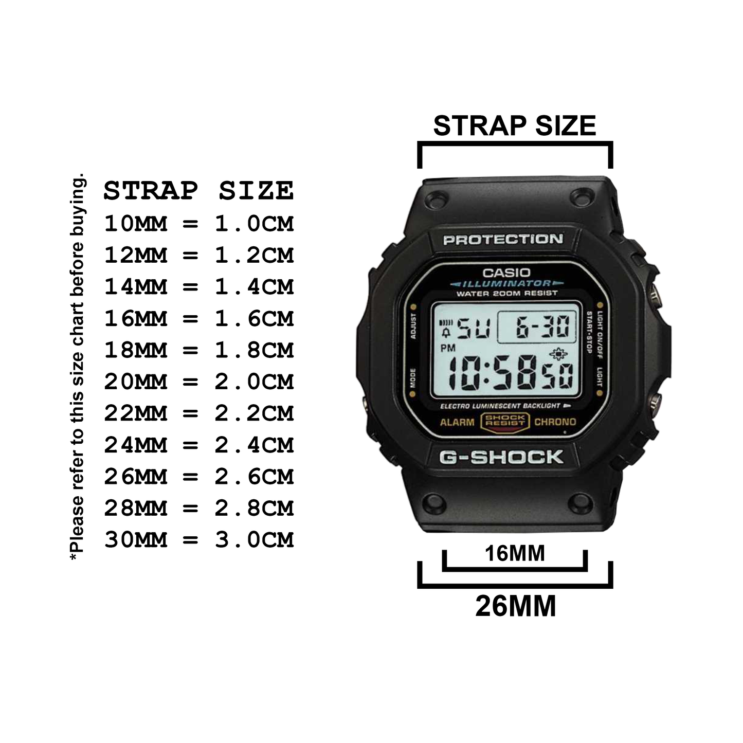 DBLACK [CDS5] RESIN WATCH STRAP// FOR "CASIO G-SHOCK" MCW-110H, DW-5300, DW-5900C & OTHER MODELS