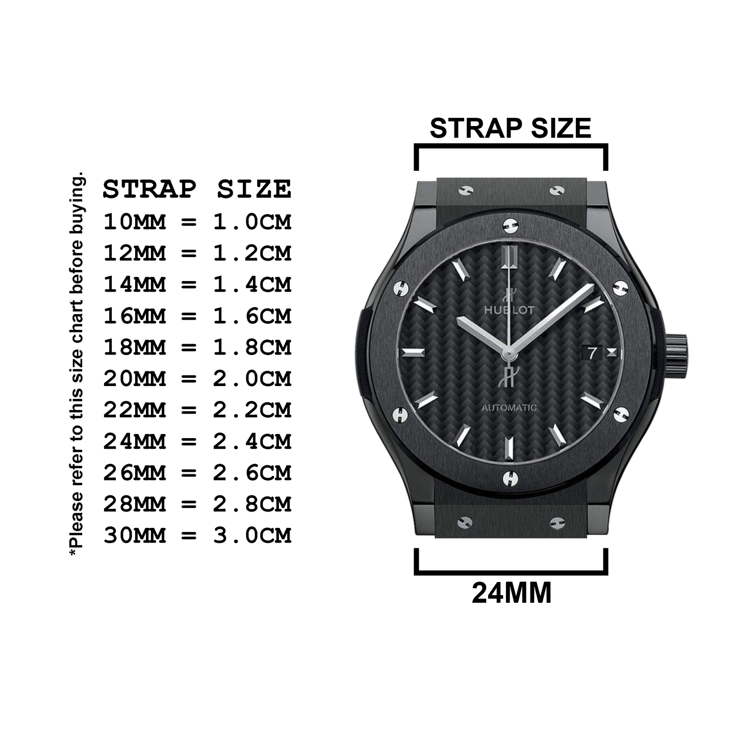 DBLACK [DSN2] [OPN1] 21MM LINE DESIGN, SILICONE WATCH STRAP (WITHOUT TOOLS) // COMPATIBLE WITH "HUBLOT" WATCHES